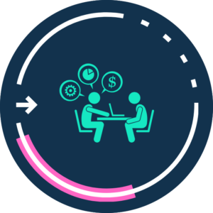 image of two people talking