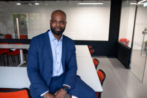 Man sitting down smiling